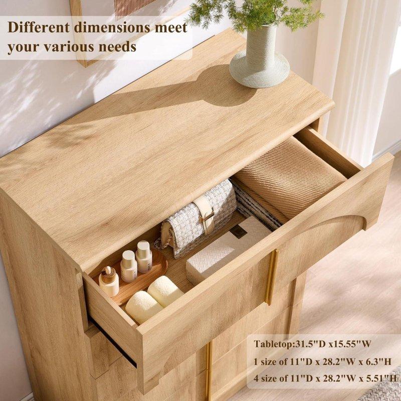 MDF Kemerli Panelli Gold Kulplu 5 Çekmeceli Şifonyer - 81x39x113 cm - 305333