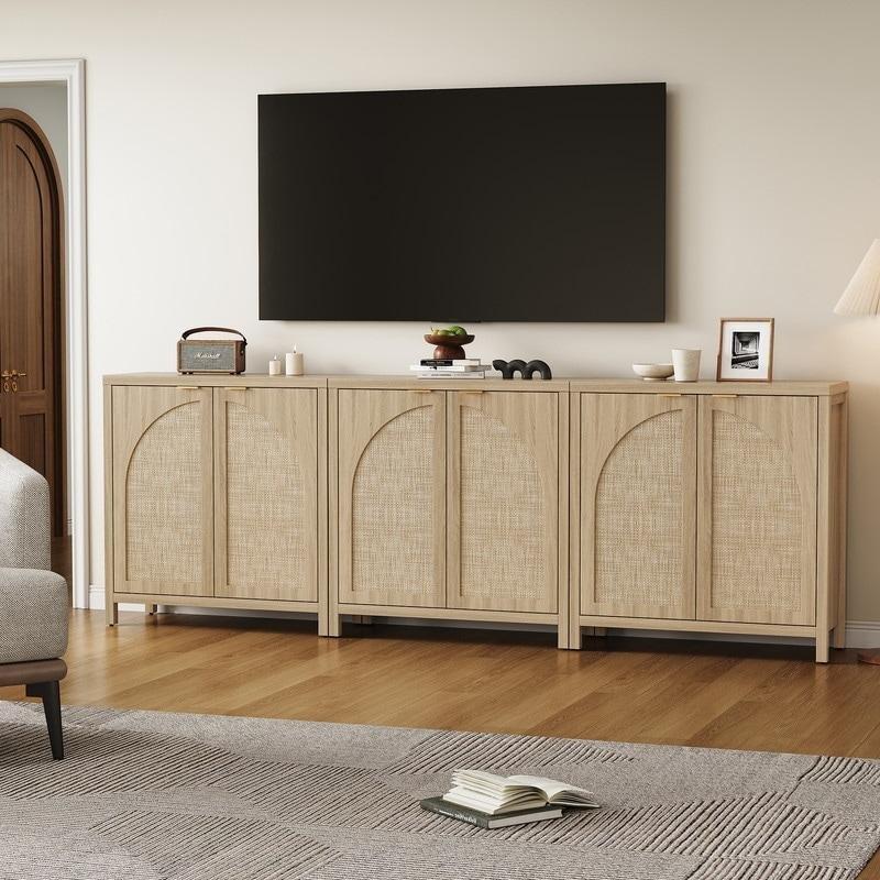 MDF Kemerli Rattan Kapaklı Ayarlanabilir Raflı Bohem Konsol - 325264