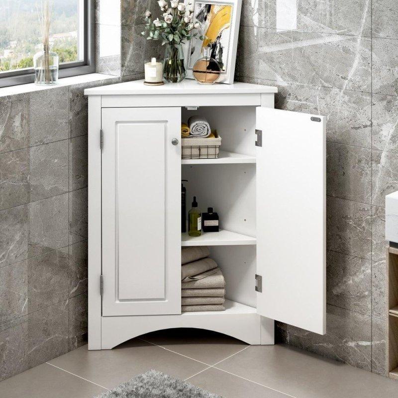 MDF Köşe Tipi Ayarlanabilir Raflı Çok Amaçlı Banyo Dolabı - 333606