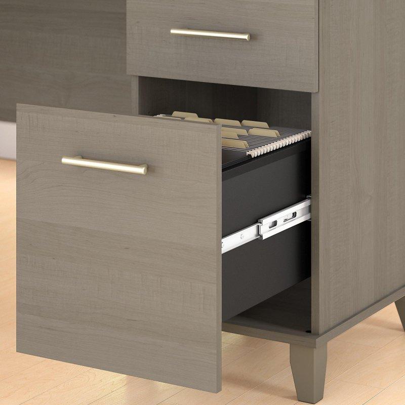 MDF L Tipi Kabinli ve Kitaplıklı Ofis Masası Seti - 153 cm - 327535