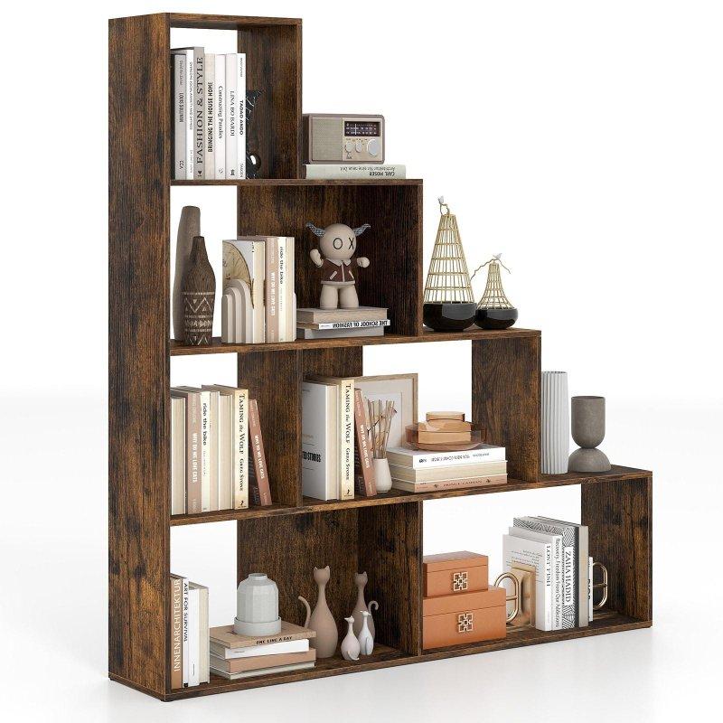 MDF Merdiven Tasarımlı Geometrik 6 Küplü Kitaplık - 153x28x163 cm - 317169