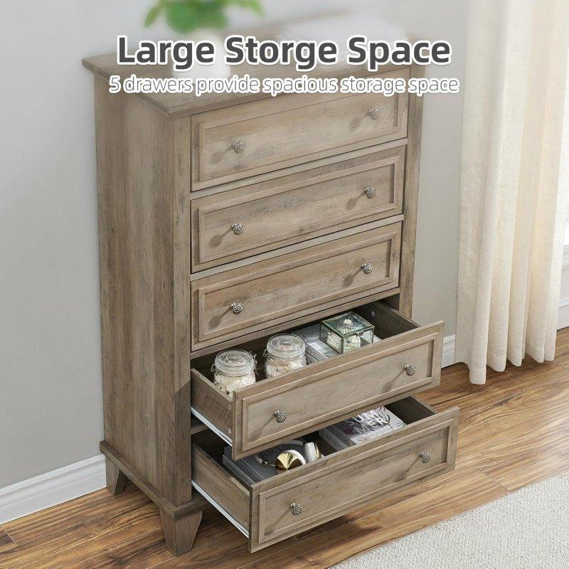 MDF Metal Kulplu 5 Çekmeceli Modern Şifonyer - 307867