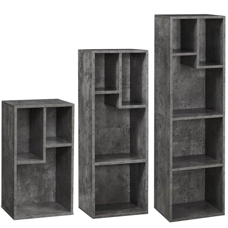 MDF Modüler 3lü Set Asimetrik Küp Kitaplık - 30x25x108 cm - 318863