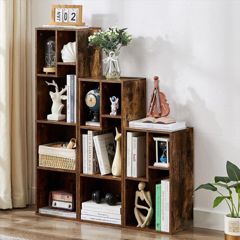 MDF Modüler 3lü Set Asimetrik Küp Kitaplık - 30x25x108 cm - 318863