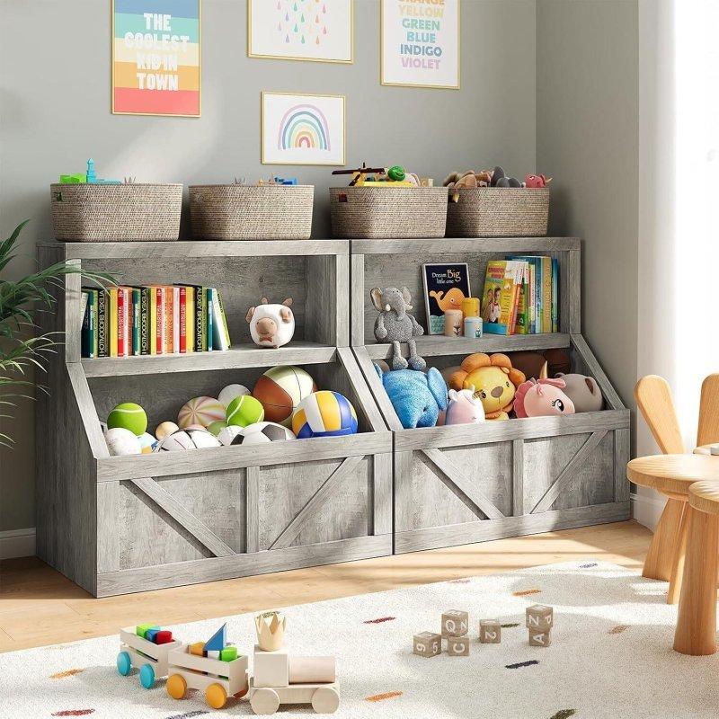 MDF Oyuncak Saklama Bölmeli 2 Raflı Çocuk Kitaplığı - 80x43x82 cm - 316333