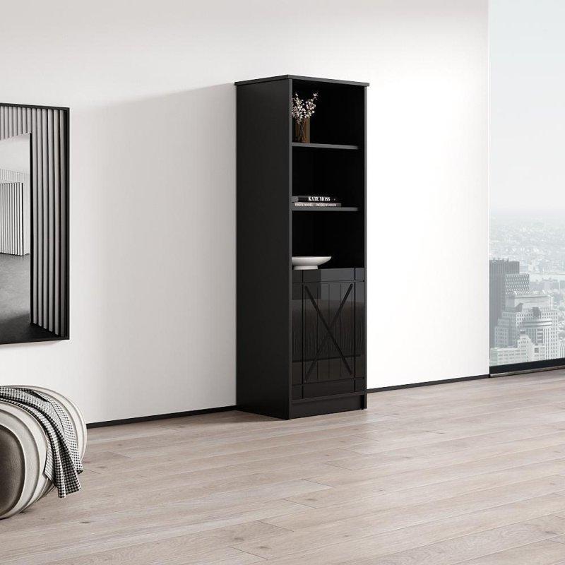 MDF Parlak Kapaklı ve Mat Gövdeli 5 Raflı Kitaplık - 161 cm - 315748