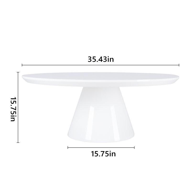 MDF Parlak Konik Ayaklı Yuvarlak Orta Sehpa - 90 cm - 245598