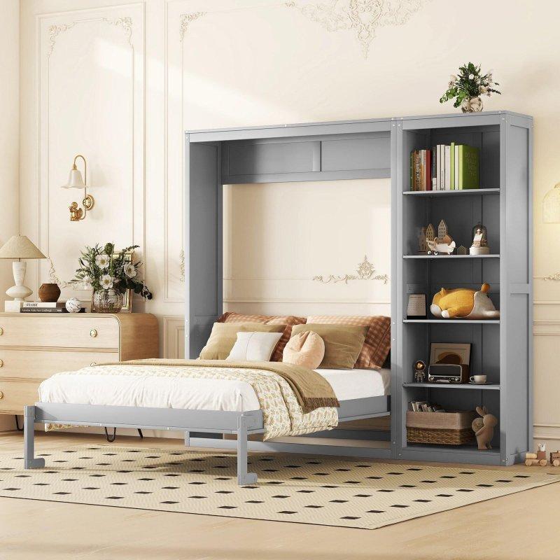 MDF Raflı ve Dolaplı Katlanır Duvar Yatağı - 266346