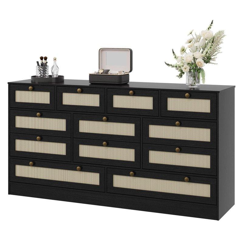 MDF Rattan Dokuma 12 Çekmeceli Şifonyer - 155 cm - 299978