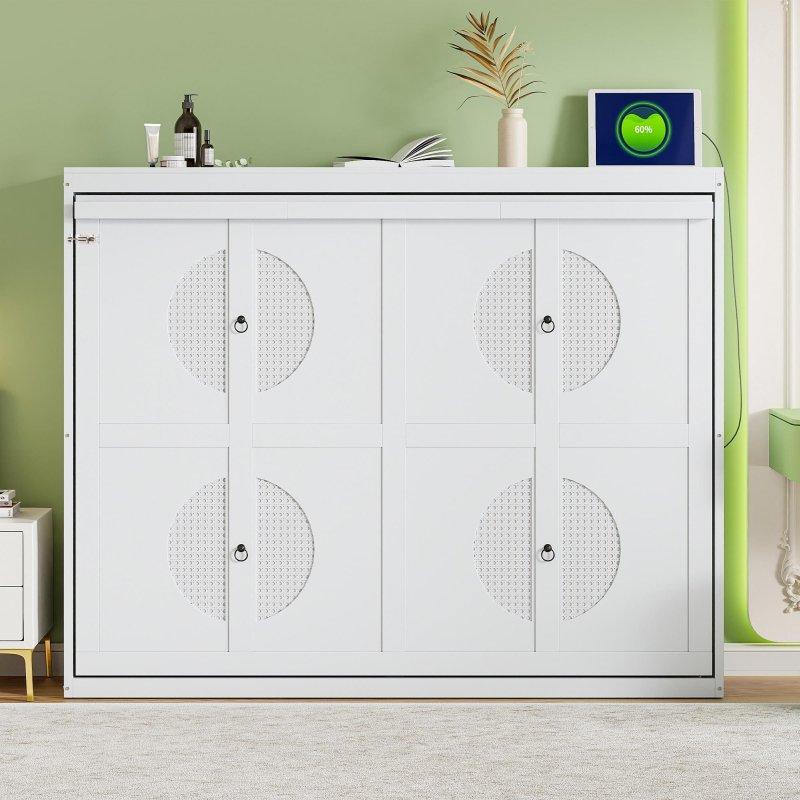 MDF Rattan Görünümlü Dolap Tasarımlı Duvar Yatağı - 262317