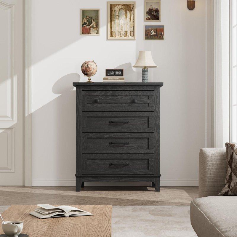 MDF Rustik Tasarım 4 Çekmeceli Sökülebilir Ayaklı Şifonyer - 106 cm - 302628