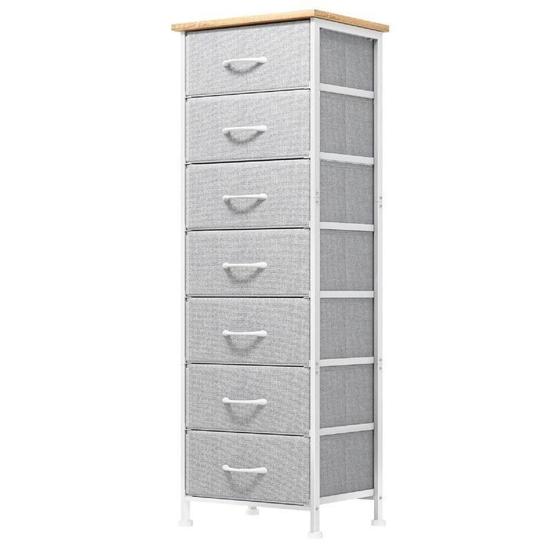 MDF Tablalı 7 Kumaş Çekmeceli Dikey Şifonyer - 40x30x120 cm - 297045