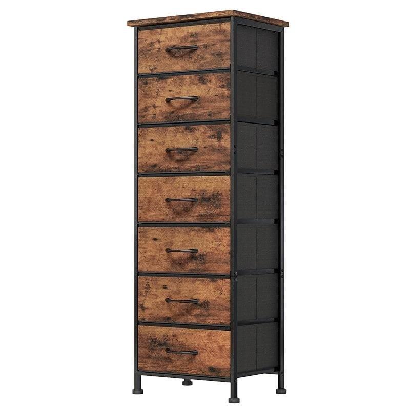 MDF Tablalı 7 Kumaş Çekmeceli Dikey Şifonyer - 40x30x120 cm - 297045