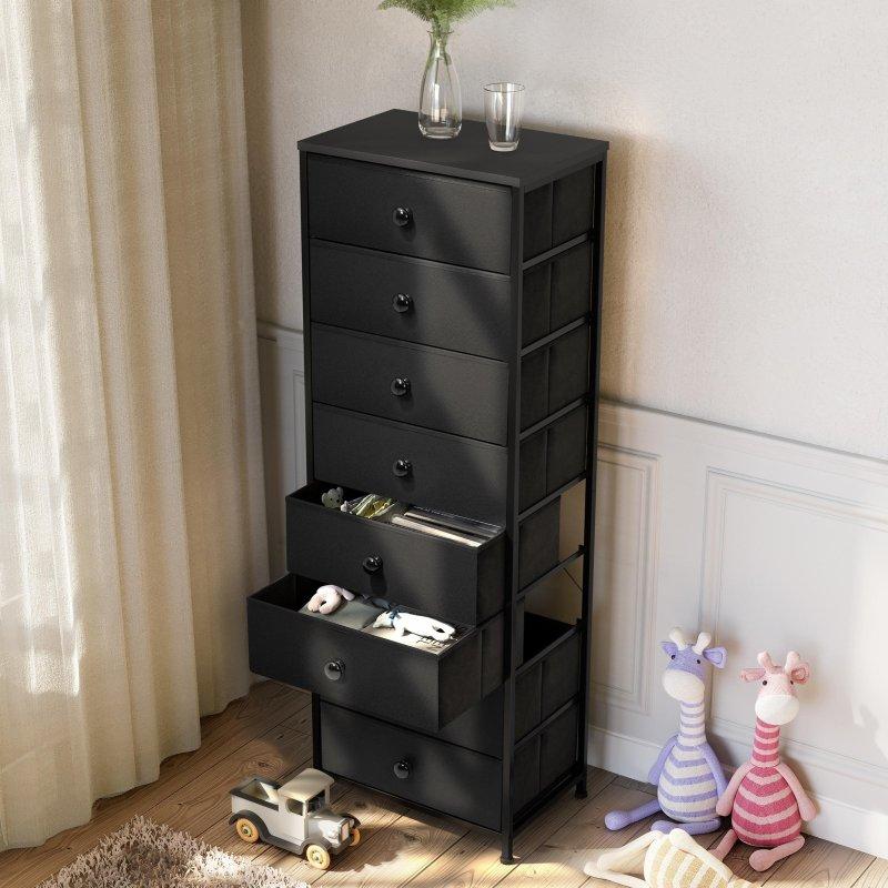 MDF Tablalı Çelik İskeletli 8 Kumaş Çekmeceli Dikey Şifonyer - 45x30x131 cm - 303410