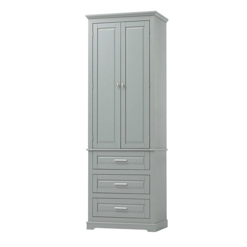 MDF Üç Çekmeceli Ayarlanabilir Raflı Çok Amaçlı Banyo Dolabı - 61x40x178 cm - 334083