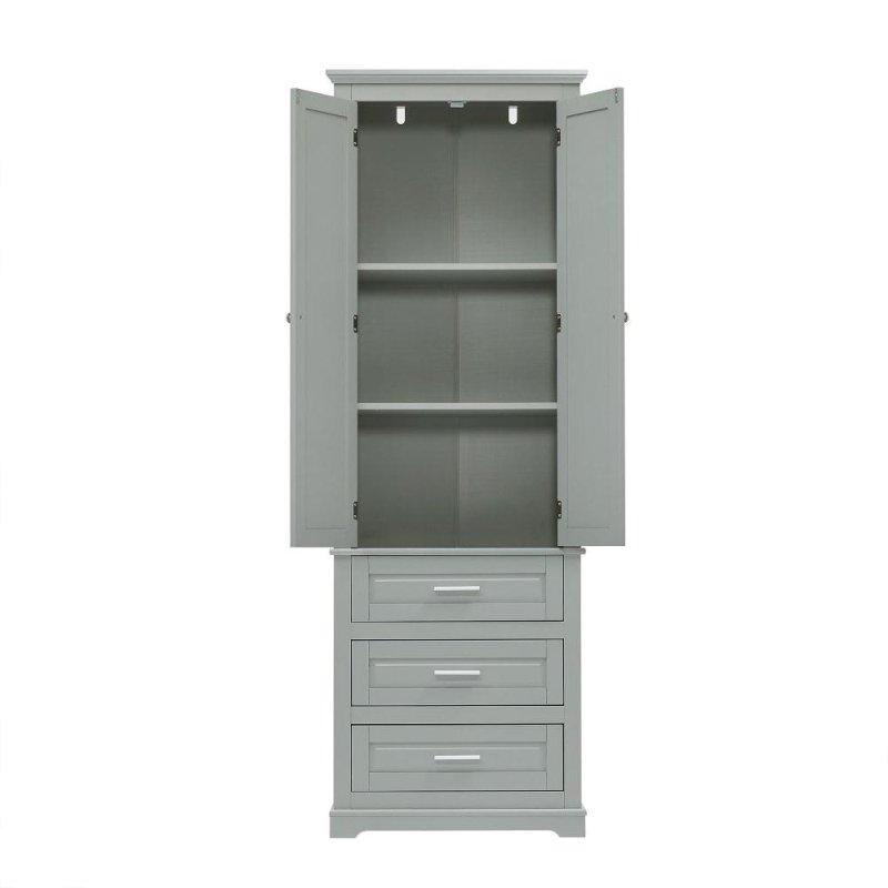 MDF Üç Çekmeceli Ayarlanabilir Raflı Çok Amaçlı Banyo Dolabı - 61x40x178 cm - 334083