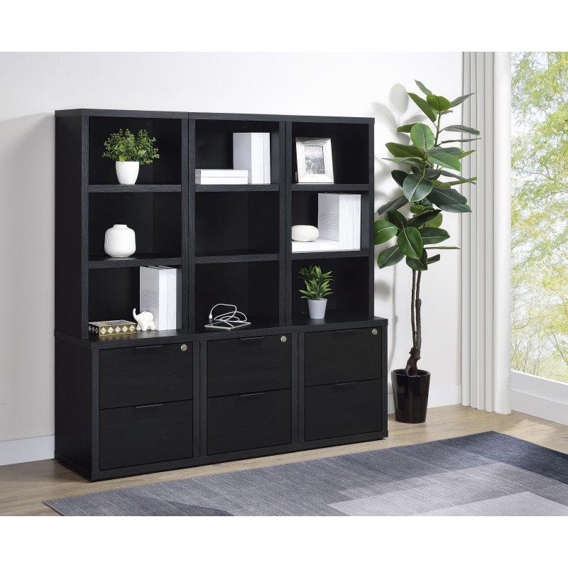 MDF USB Portlu Kilitli Çekmeceli 3lü Set Kitaplık - 51x40x156 cm - 314051
