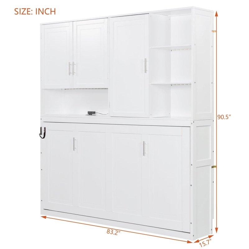 MDF Üst Dolaplı ve Raflı Tek Kişilik Duvar Yatağı - 212x40x230 cm - 263470
