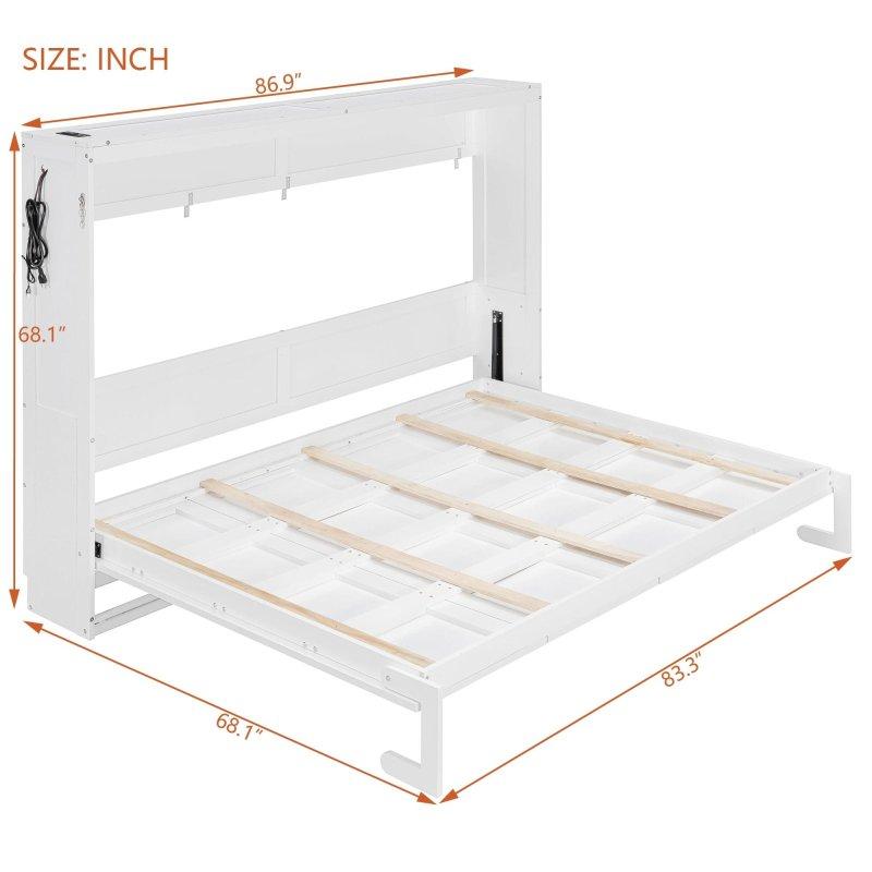 MDF ve Kontrplak Desenli Yan Açılır LED Aydınlatmalı ve USB Çıkışlı Duvar Yatağı Queen Boy - 263730