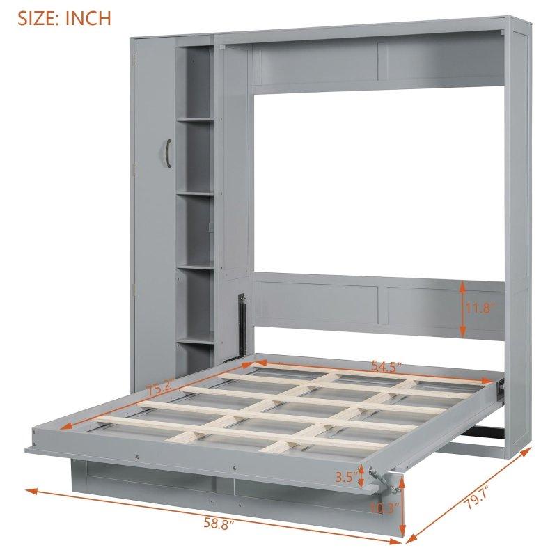 MDF ve Kontrplak LED Aydınlatmalı Gardıroplu ve Raflı Katlanır Duvar Yatağı - 264895