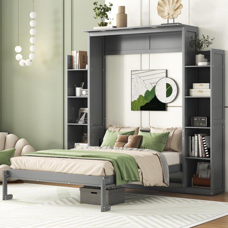 MDF ve Kontrplak LED Aydınlatmalı Raflı Duvar Yatağı - 266576