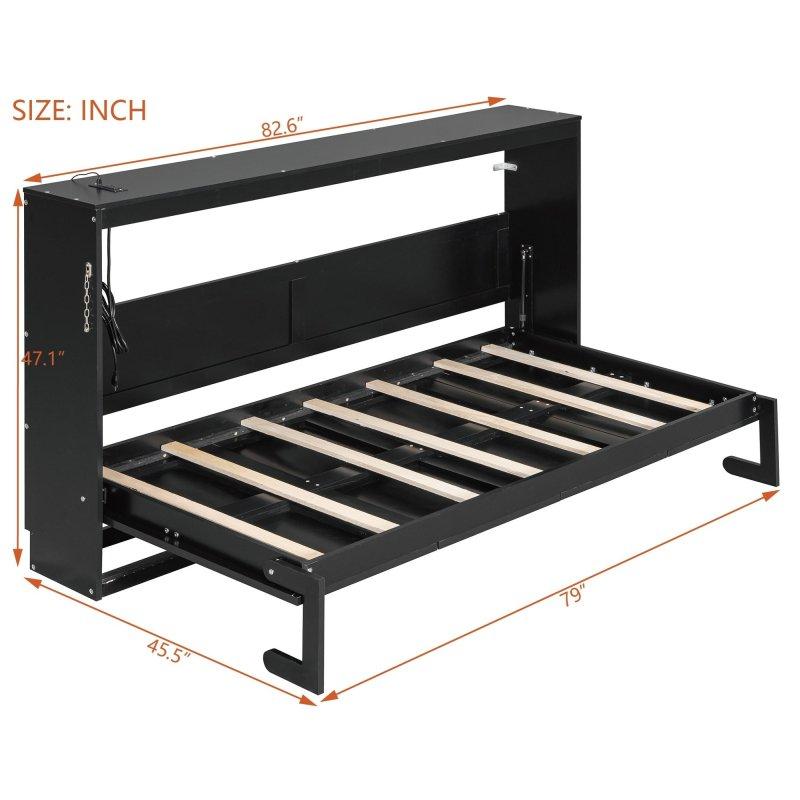 MDF ve Kontrplak LED Aydınlatmalı USB Portlu Yan Açılır Desenli Duvar Yatağı - 266752