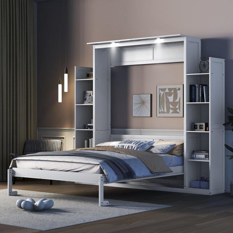 MDF ve Kontrplak LED Işıklı Raflı Duvar Yatağı - 267084