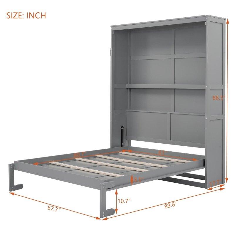 MDF ve Kontrplak Raflı ve Dolaplı Pistonlu Queen Boy Duvar Yatağı - 262324