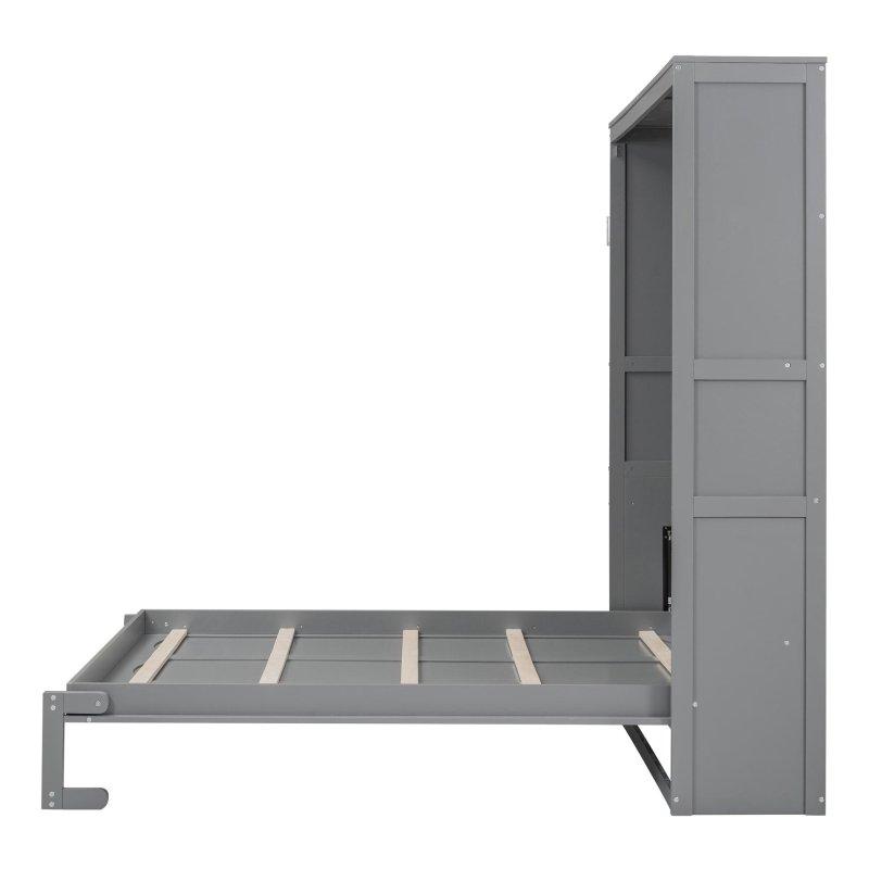 MDF ve Kontrplak Raflı ve Dolaplı Pistonlu Queen Boy Duvar Yatağı - 262324