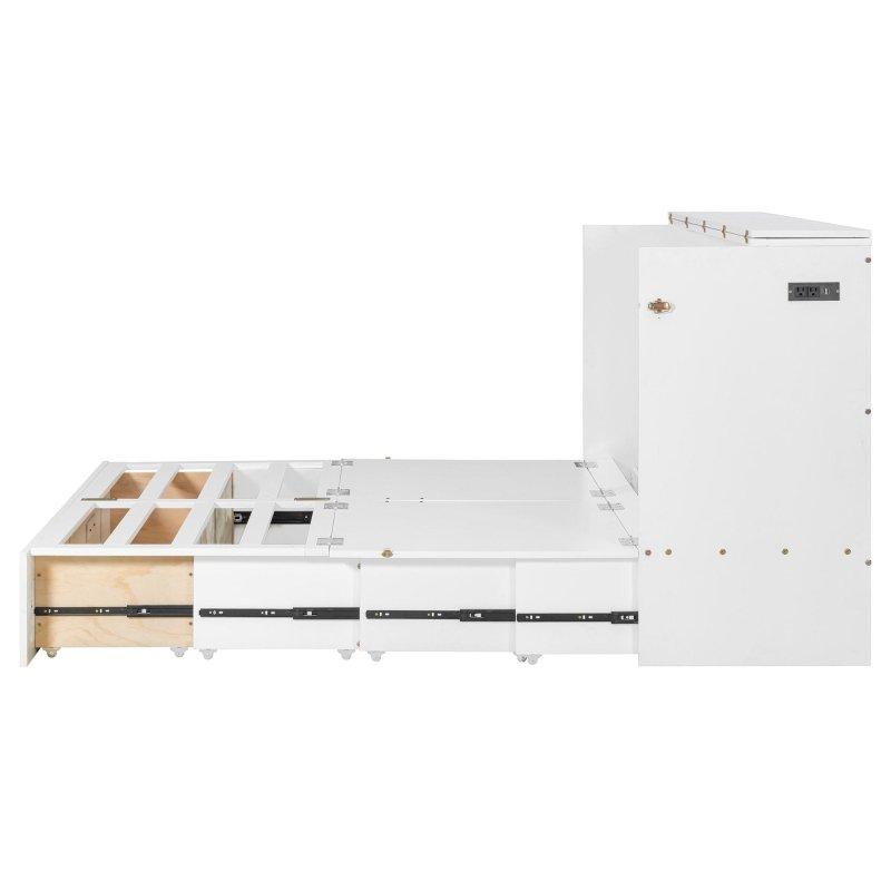 MDF ve Kontrplak USB Portlu Prizli ve Çekmeceli Çift Kişilik Duvar Yatağı - 158 cm - 265863