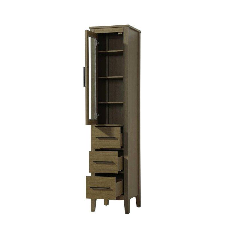 MDF ve Masif Ahşap Cam Kapaklı Çekmeceli Çok Amaçlı Banyo Dolabı - 183 cm - 333736