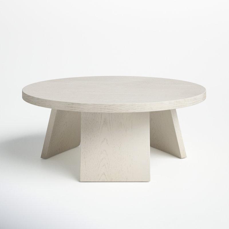 MDF ve Masif Ahşap Üç Ayaklı Kaide Yuvarlak Orta Sehpa - 92 cm - 245813