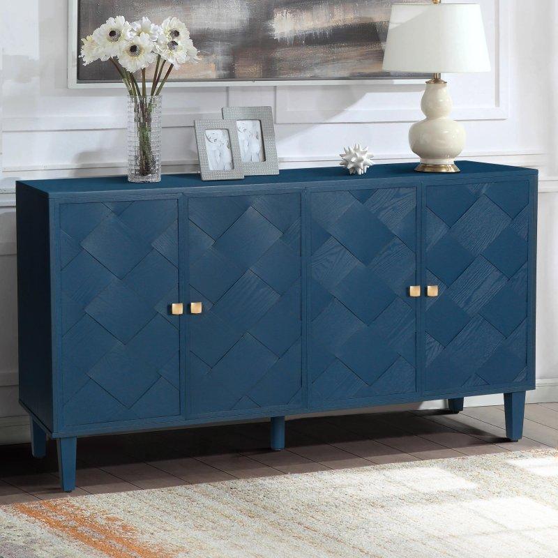 MDF ve Masif Çam Ağacı Ayaklı Geometrik Desenli Bohem Konsol - 152 cm - 324789