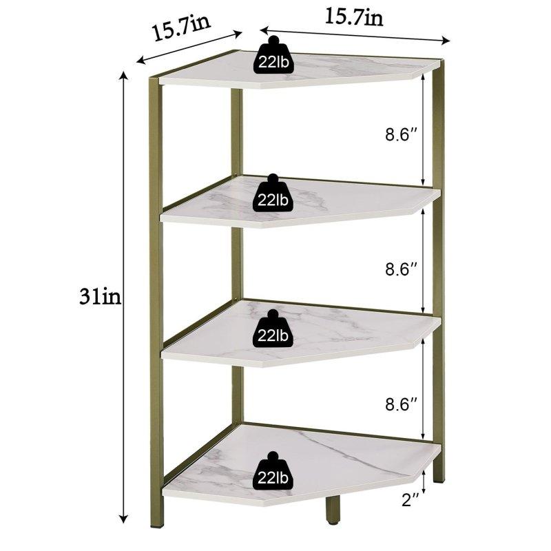 MDF ve Metal 4 Raflı Üçgen Endüstriyel Köşe Kitaplık - 79 cm - 313400