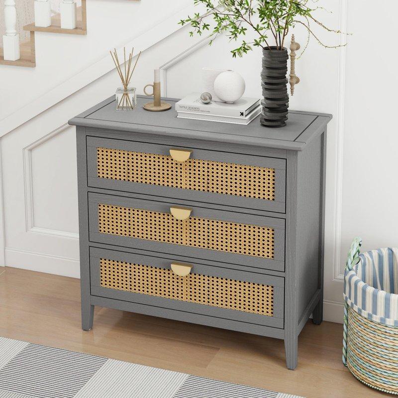 MDF ve Rattan 3 Çekmeceli Bohem Konsol - 81x38x78 cm - 325298