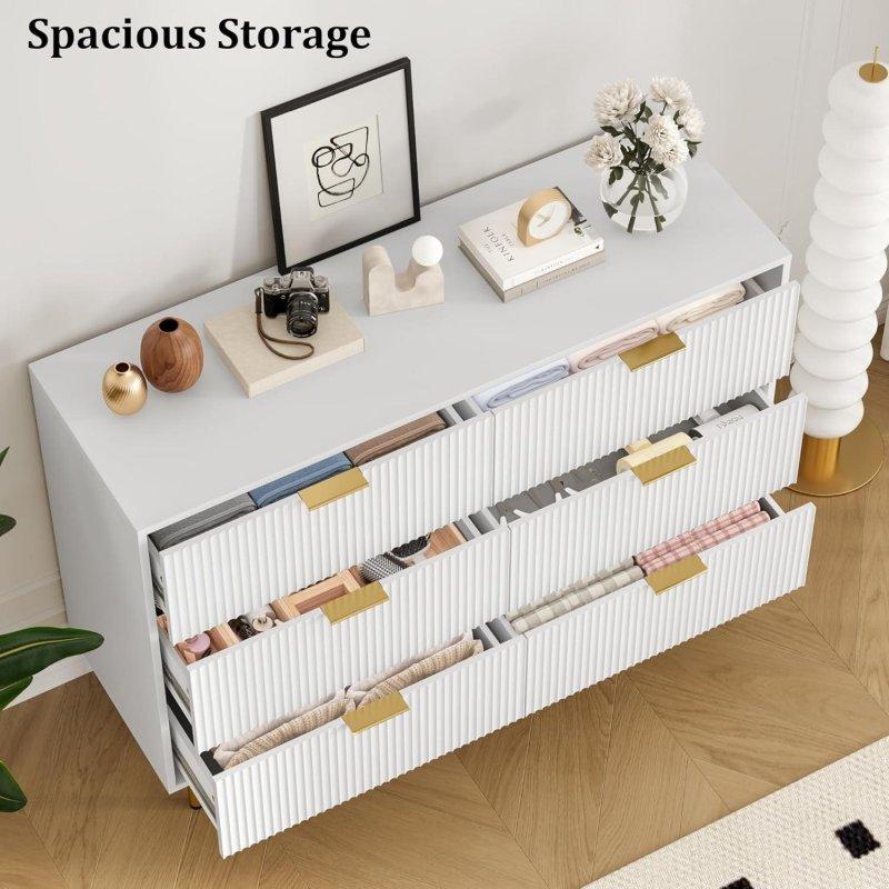 MDF Yivli 6 Çekmeceli Metal Kulplu Yatay Şifonyer - 309283