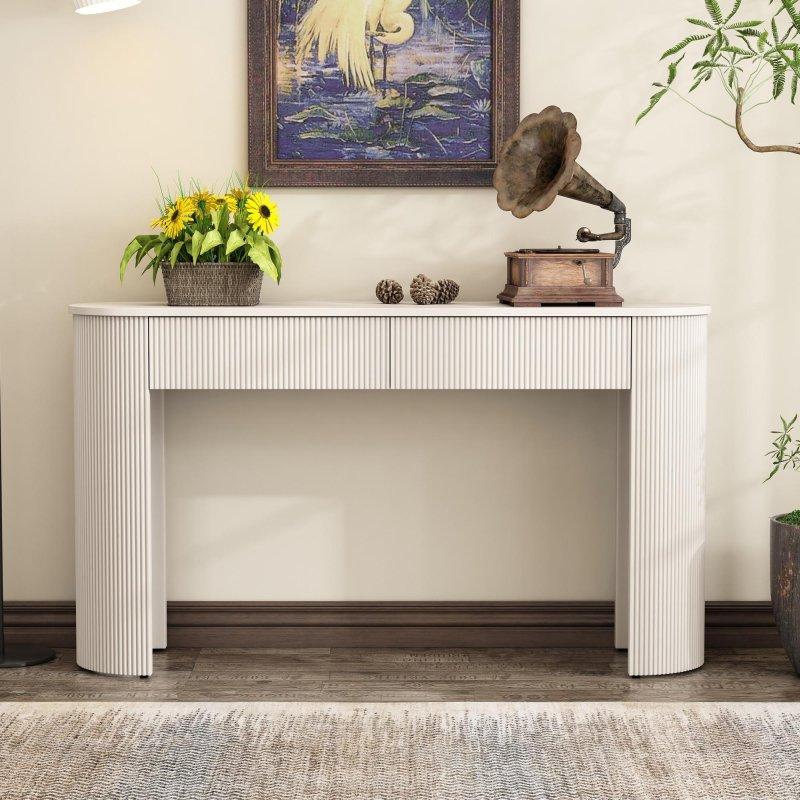 MDF Yivli İki Çekmeceli Oval Dresuar - 138 cm - 331440