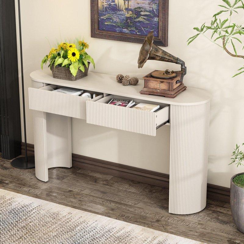 MDF Yivli İki Çekmeceli Oval Dresuar - 138 cm - 331440