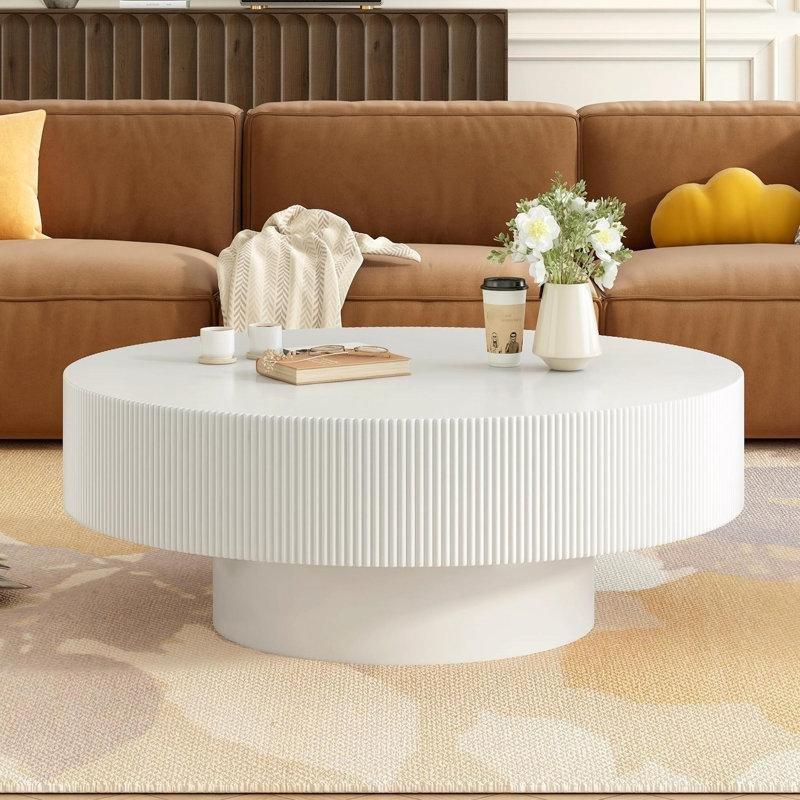 MDF Yivli Kenarlı Yuvarlak Orta Sehpa - 81 cm - 243695