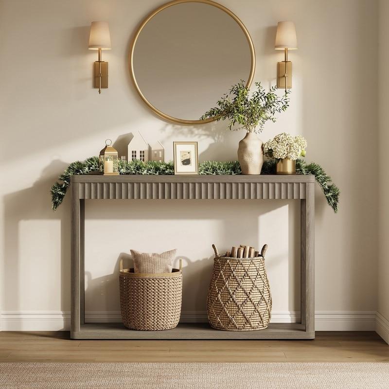 MDF Yivli Raflı Modern Dresuar - 80 cm - 330758