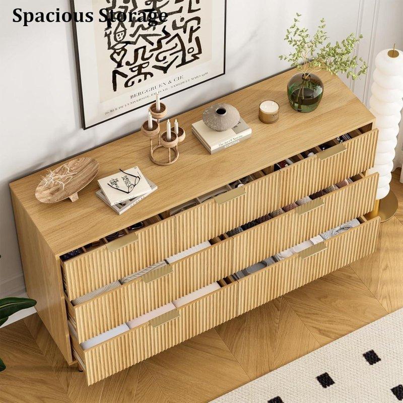 Mermer Desenli Tablalı Yivli 7 Çekmeceli MDF Şifonyer - 306440