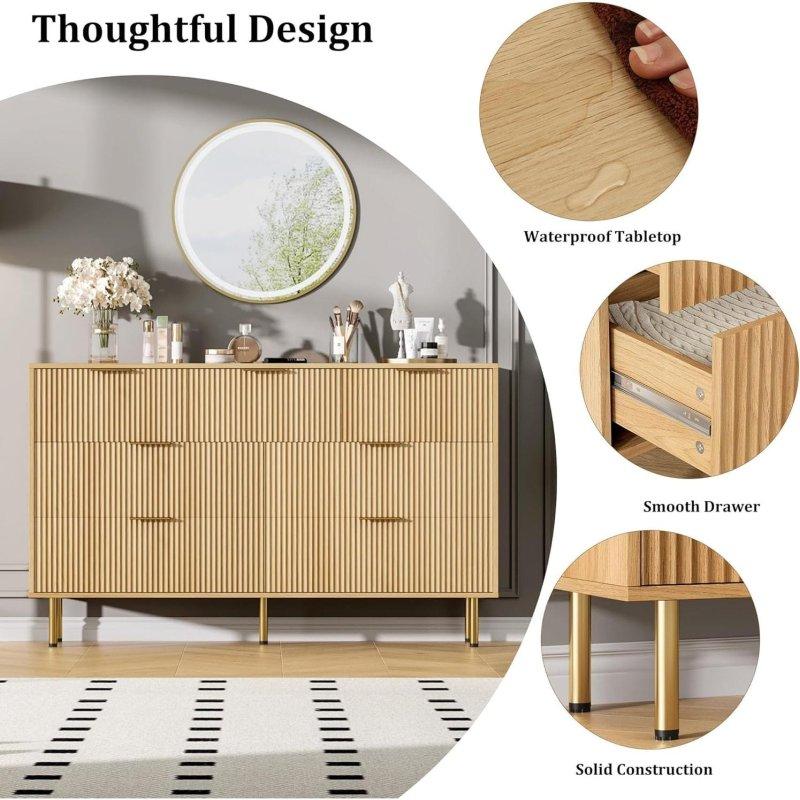 Mermer Desenli Tablalı Yivli 7 Çekmeceli MDF Şifonyer - 306440