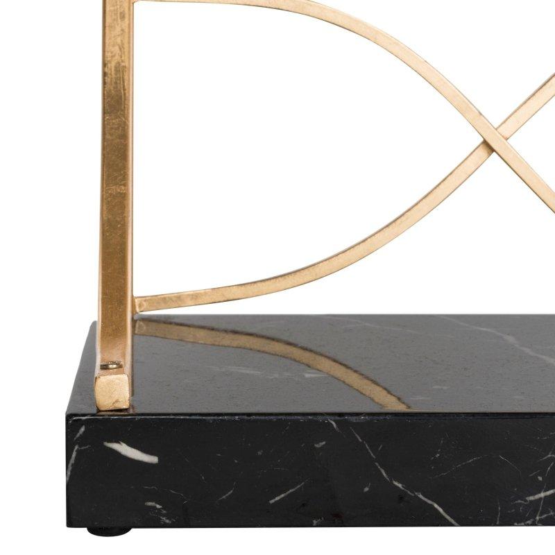 Mermer Tabanlı Gold Metal 4 Raflı Cam Etejer Kitaplık - 87x31x194 cm - 313259