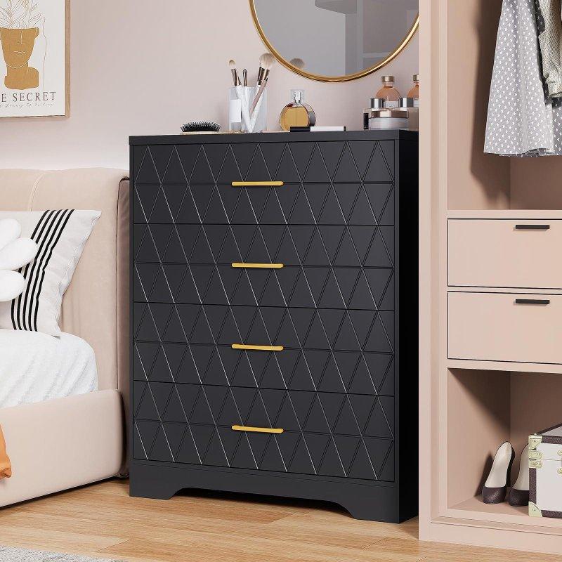 Meşe Gold Kulplu 4 Çekmeceli Şifonyer - 306877