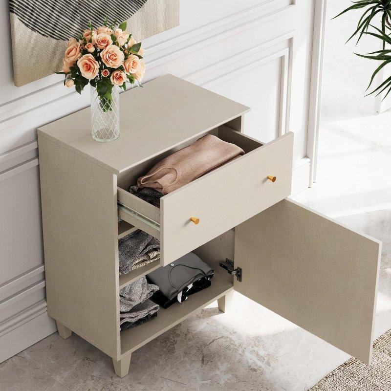 Meşe MDF 5 Çekmeceli 2 Kapaklı Masif Ahşap Ayaklı Geniş Şifonyer - 211 cm - 302320