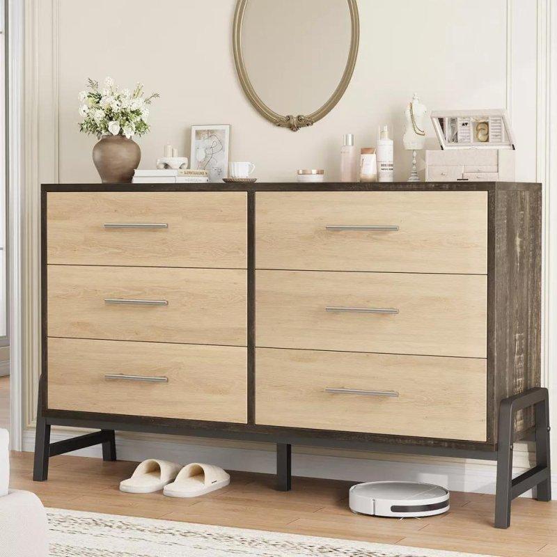Meşe MDF 6 Çekmeceli Masif Ayaklı Şifonyer - 133 cm - 308408 Meşe MDF 6 Çekmeceli Masif Ayaklı Şifonyer - 133 cm - 308408