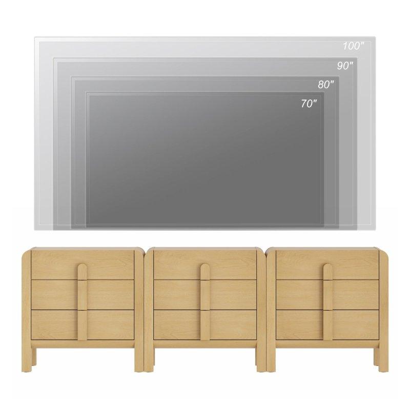 Meşe MDF 9 Çekmeceli Kavisli Tasarım 3lü Şifonyer Seti - 295508