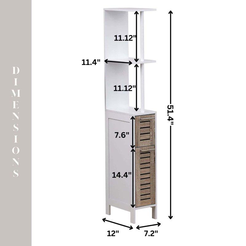 Meşe MDF Açık Raflı Dar Çok Amaçlı Banyo Dolabı - 131x31x19 cm - 333799