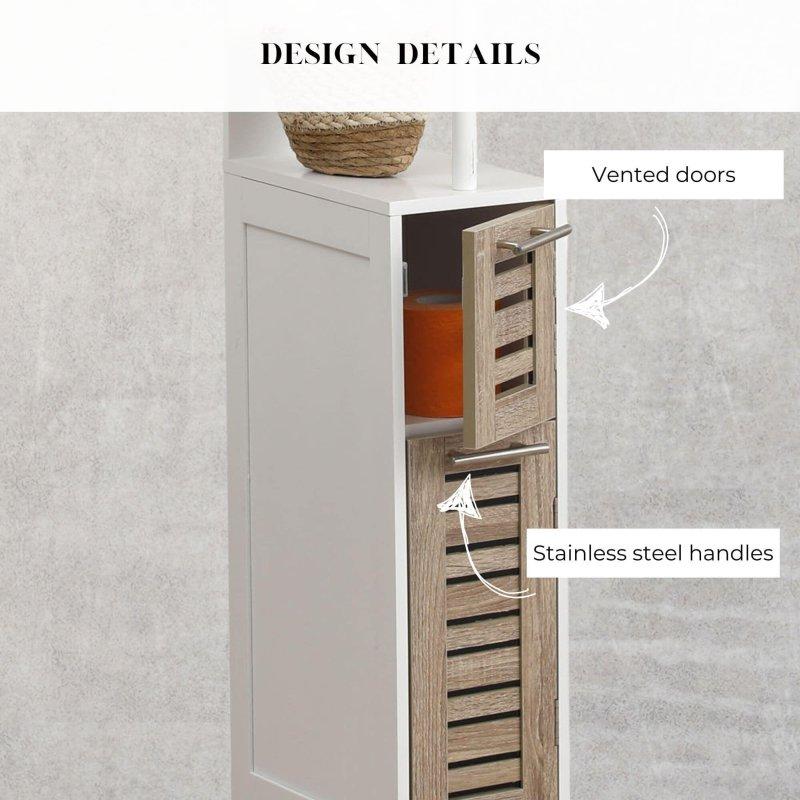 Meşe MDF Açık Raflı Dar Çok Amaçlı Banyo Dolabı - 131x31x19 cm - 333799