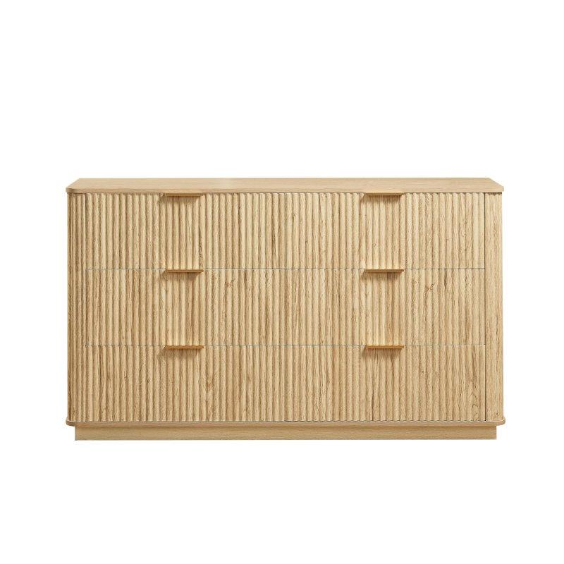 Meşe MDF Dalga Desenli 6 Çekmeceli Şifonyer - 141x40x80 cm - 306396
